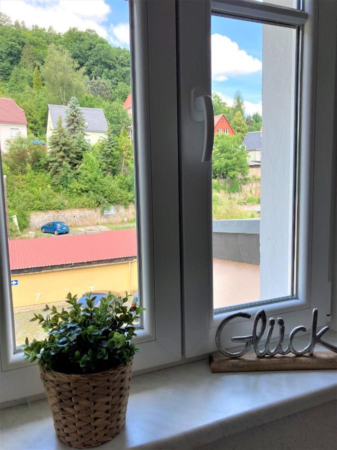 Sandstein-Ferien, Kamin, Fewo "Wanderfalke", Zentral & Ruhig, Terrasse, Saechs Schweiz Konigstein an der Elbe Bagian luar foto